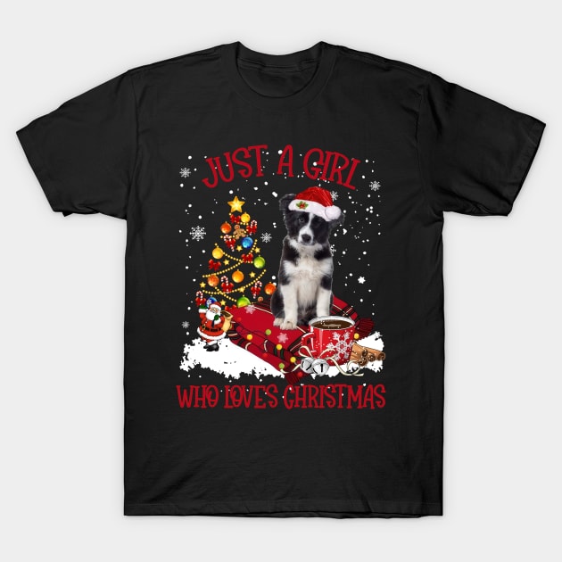 Border Collie Just A Girl Who Loves Christmas T-Shirt by Los Draws